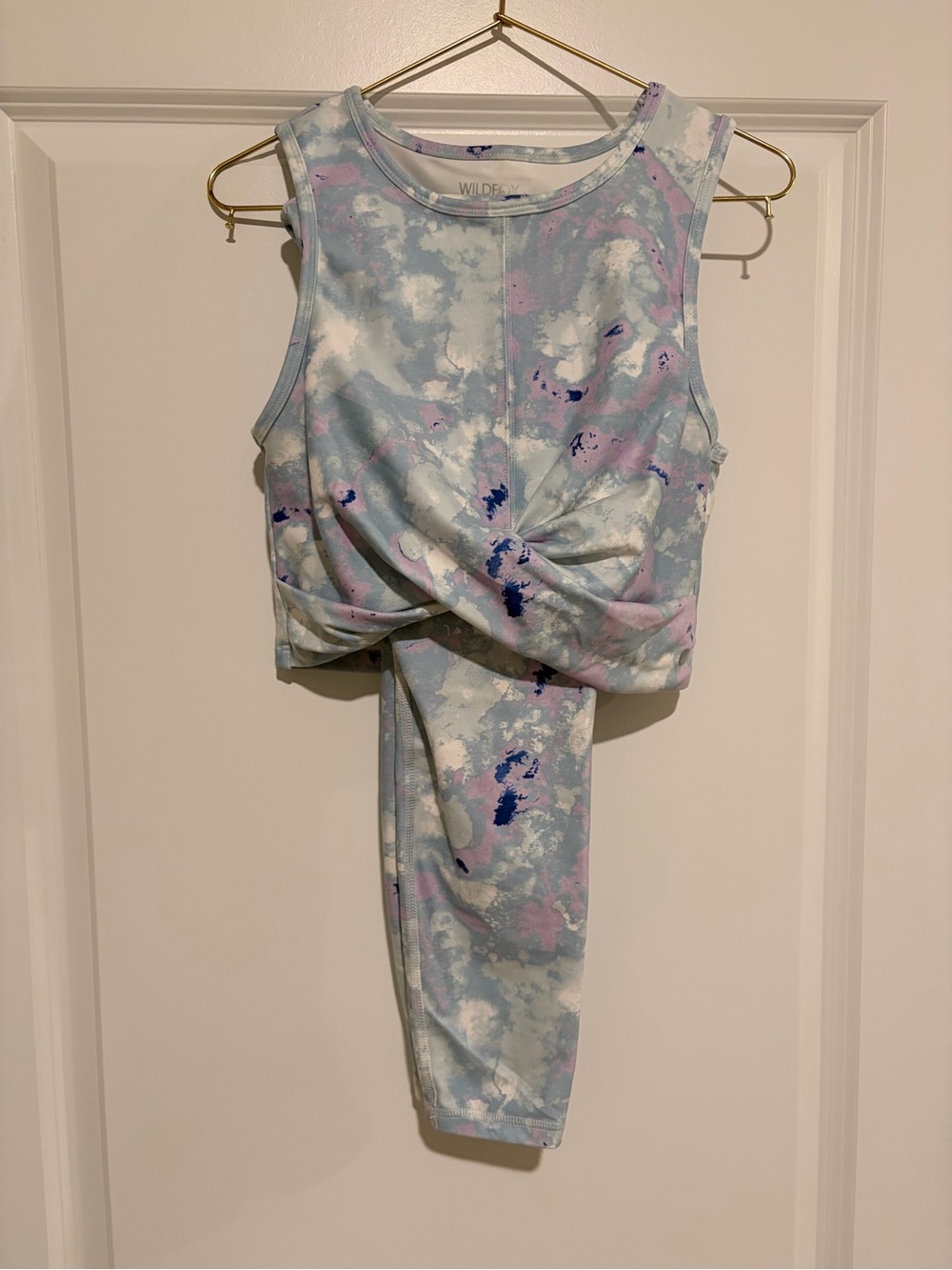 Fabletics Wildfox Pastel Cloud Tie-Front Sports Bra & Leggings Set